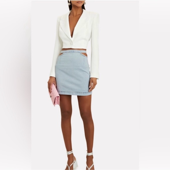 NWT-  WeWoreWhat-  Cut Out Denim Mini Skirt NWT Size Medium Revolve Brand - Picture 1 of 13